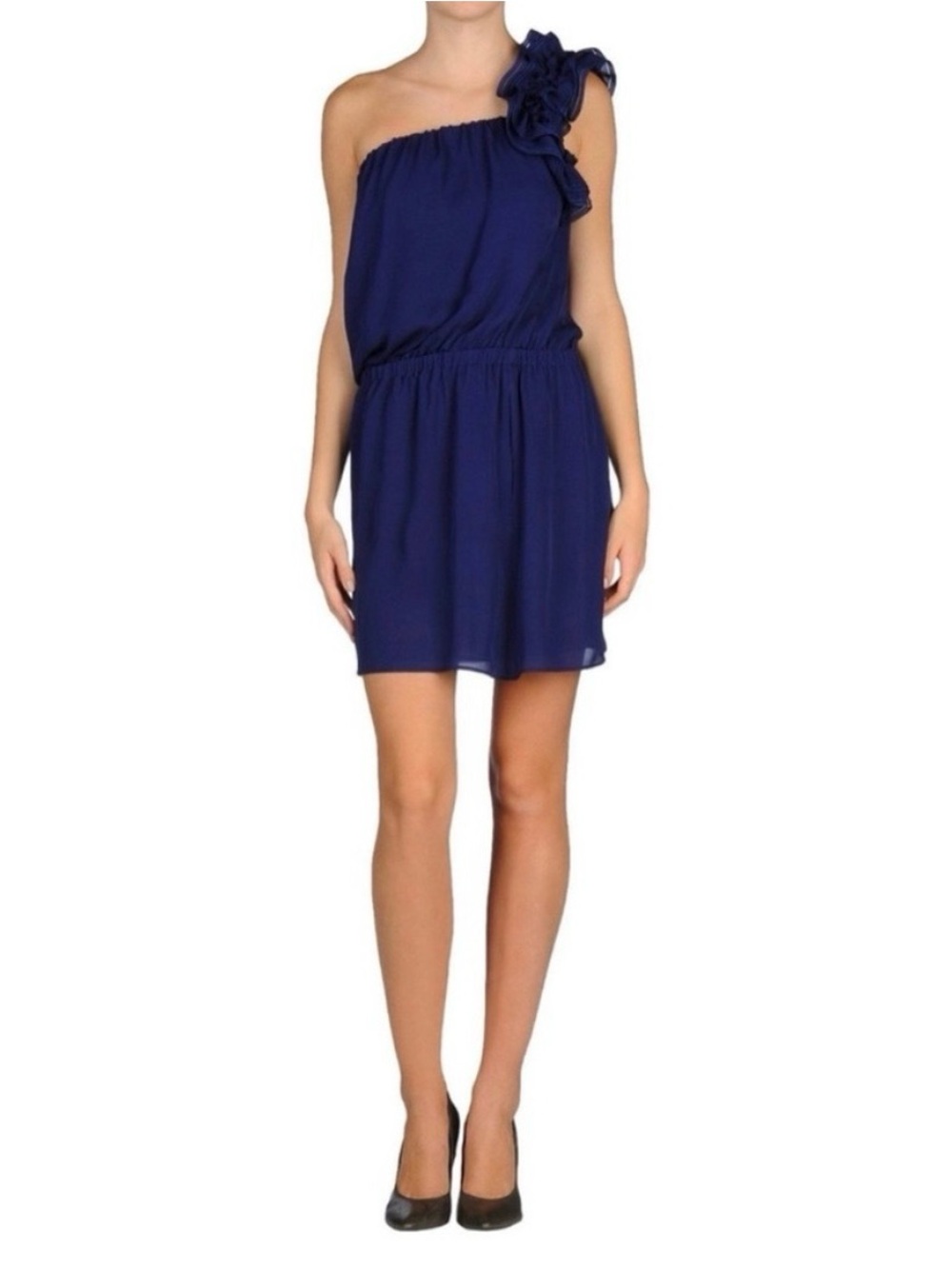 DSQUARED2 100% Silk One Shoulder Ruffled Mini Dress Size 8 Italian MSRP $1,230